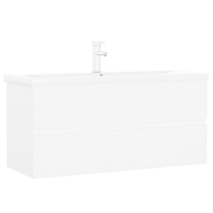 Sink Cabinet with Built-in Basin White Engineered Wood