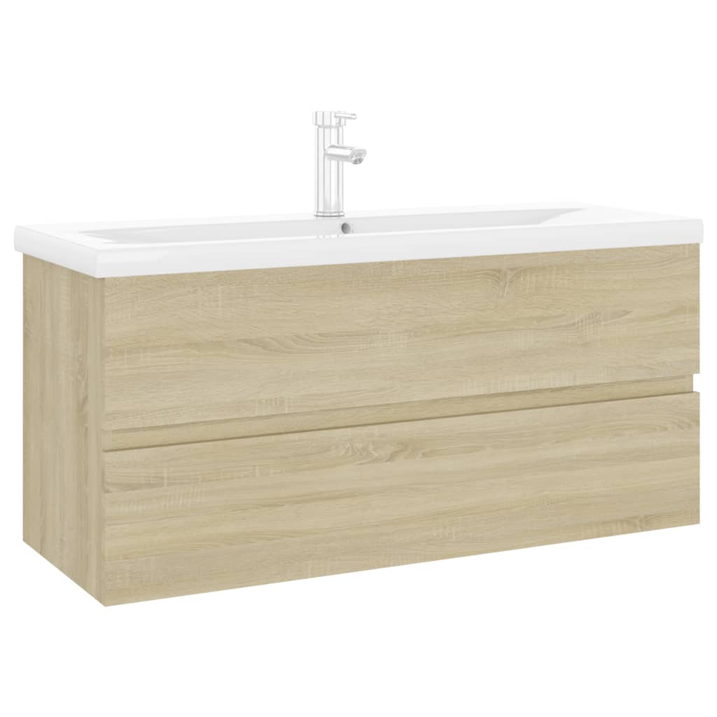 Sink Cabinet with Built-in Basin Sonoma Oak Engineered Wood