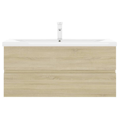 Sink Cabinet with Built-in Basin Sonoma Oak Engineered Wood