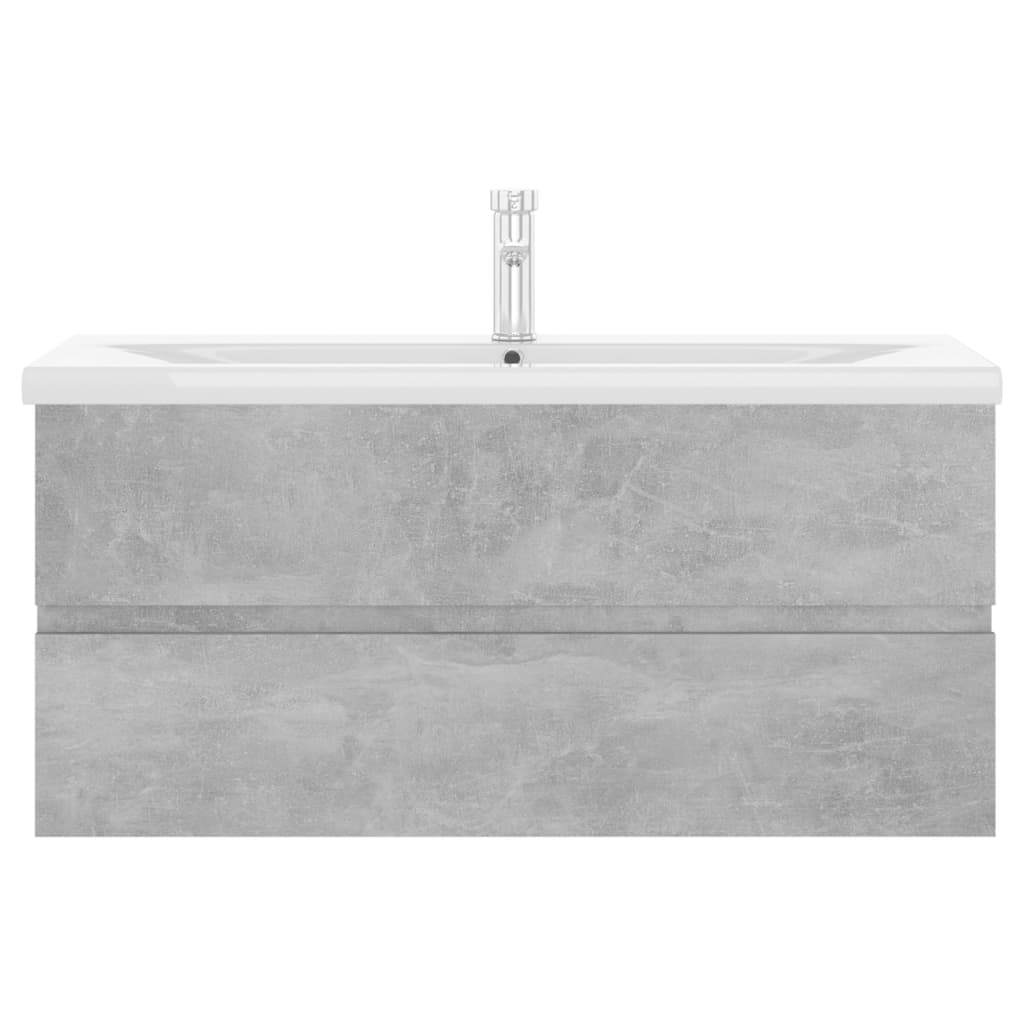 Sink Cabinet with Built-in Basin Concrete Grey Engineered Wood