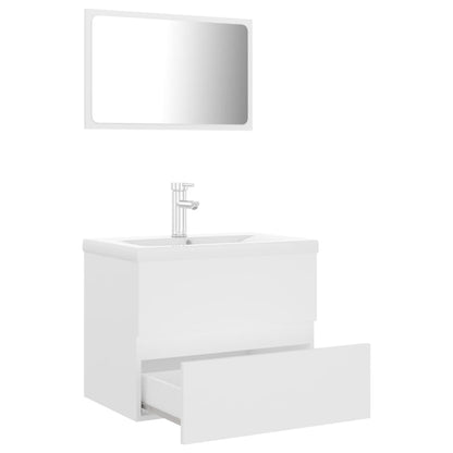 Bathroom Furniture Set White Engineered Wood