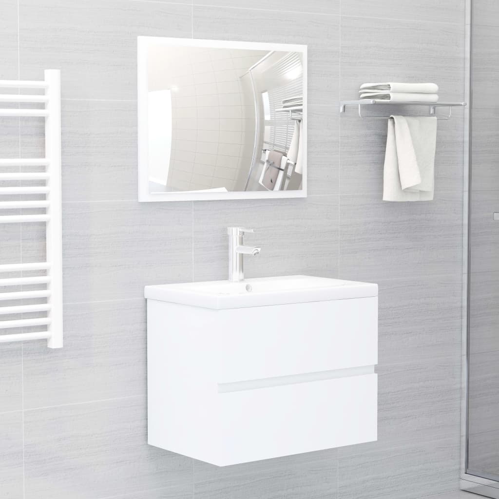 Bathroom Furniture Set White Engineered Wood