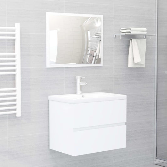 Bathroom Furniture Set White Engineered Wood