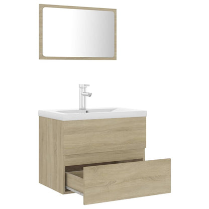 Bathroom Furniture Set Sonoma Oak Engineered Wood