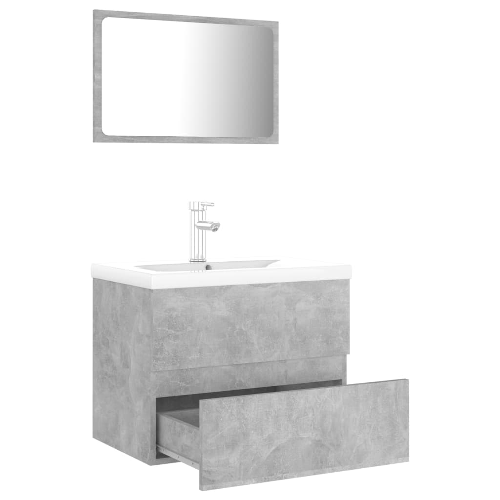 Bathroom Furniture Set Concrete Grey Engineered Wood