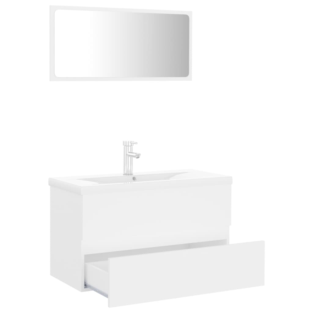 Bathroom Furniture Set White Engineered Wood