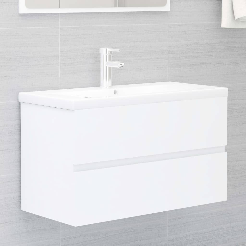 Bathroom Furniture Set White Engineered Wood