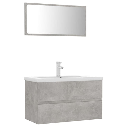 Bathroom Furniture Set Concrete Grey Engineered Wood