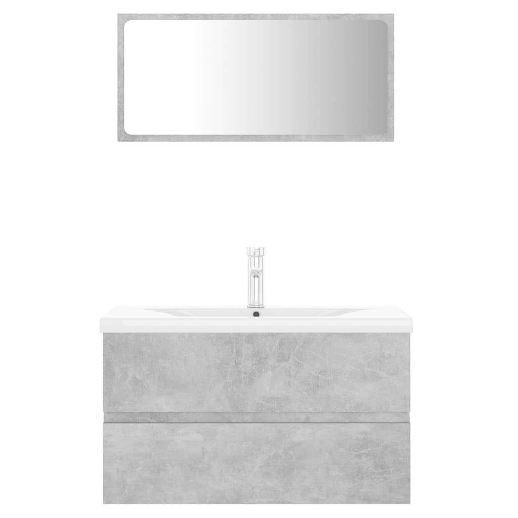 Bathroom Furniture Set Concrete Grey Engineered Wood