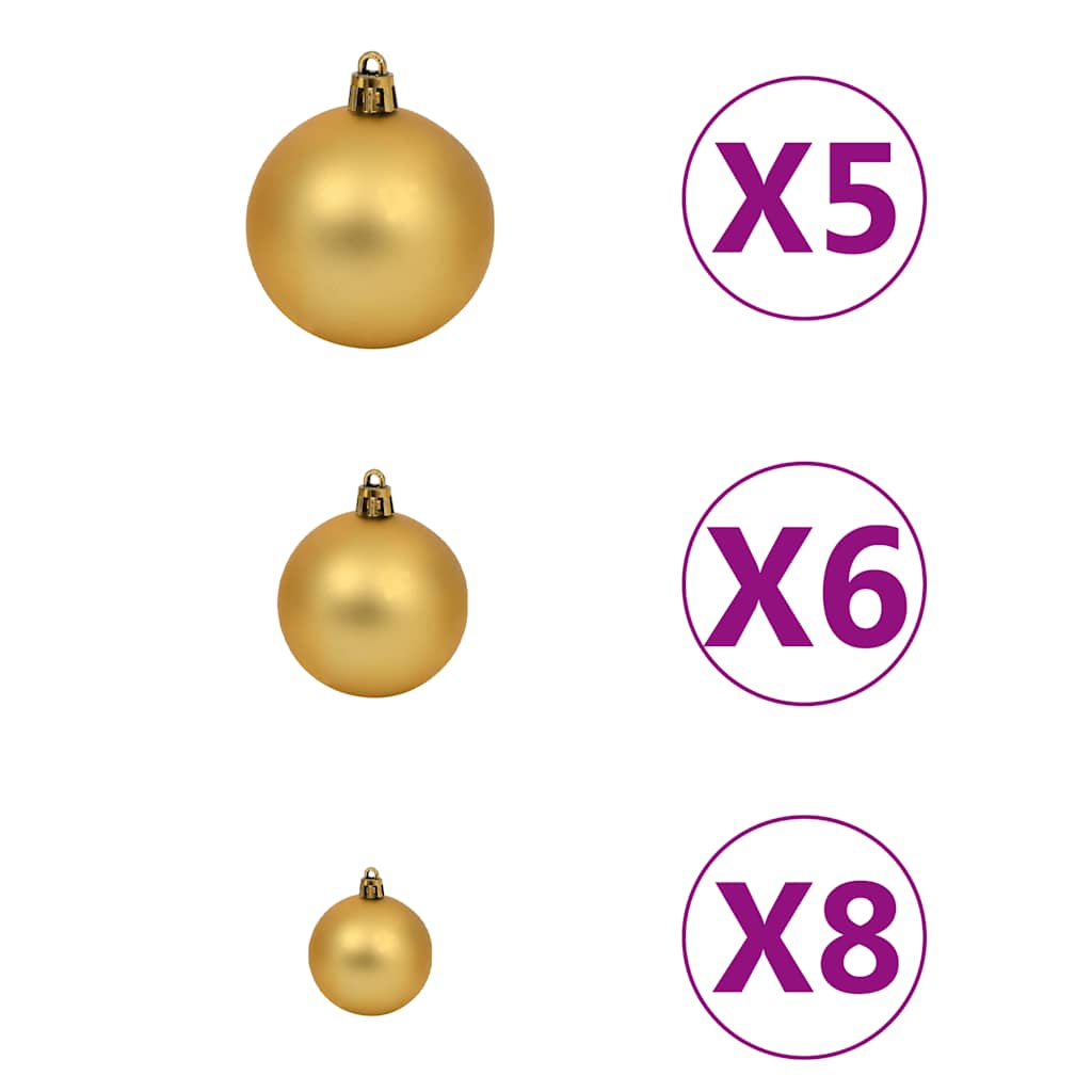 61 Piece Christmas Ball Set with Peak and 150 LEDs Gold Bronze