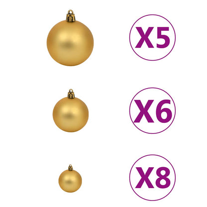 61 Piece Christmas Ball Set with Peak and 150 LEDs Gold Bronze