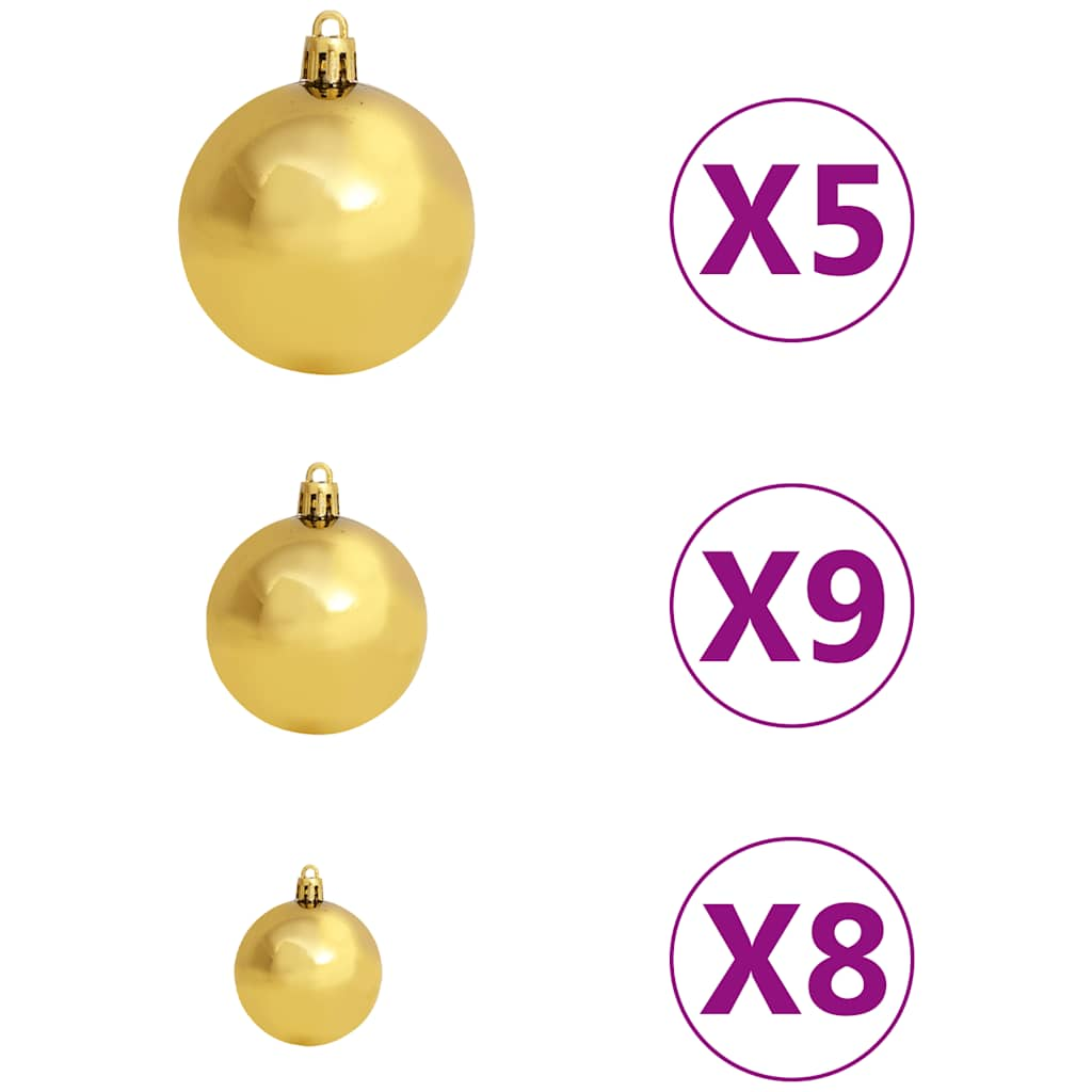 61 Piece Christmas Ball Set with Peak and 150 LEDs Gold Bronze