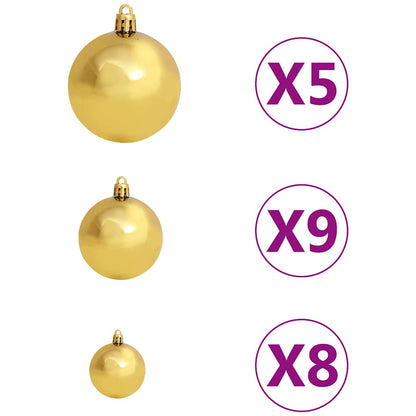 61 Piece Christmas Ball Set with Peak and 150 LEDs Gold Bronze