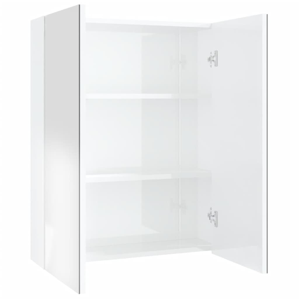 Bathroom Mirror Cabinet 60x15x75 cm MDF Shining White