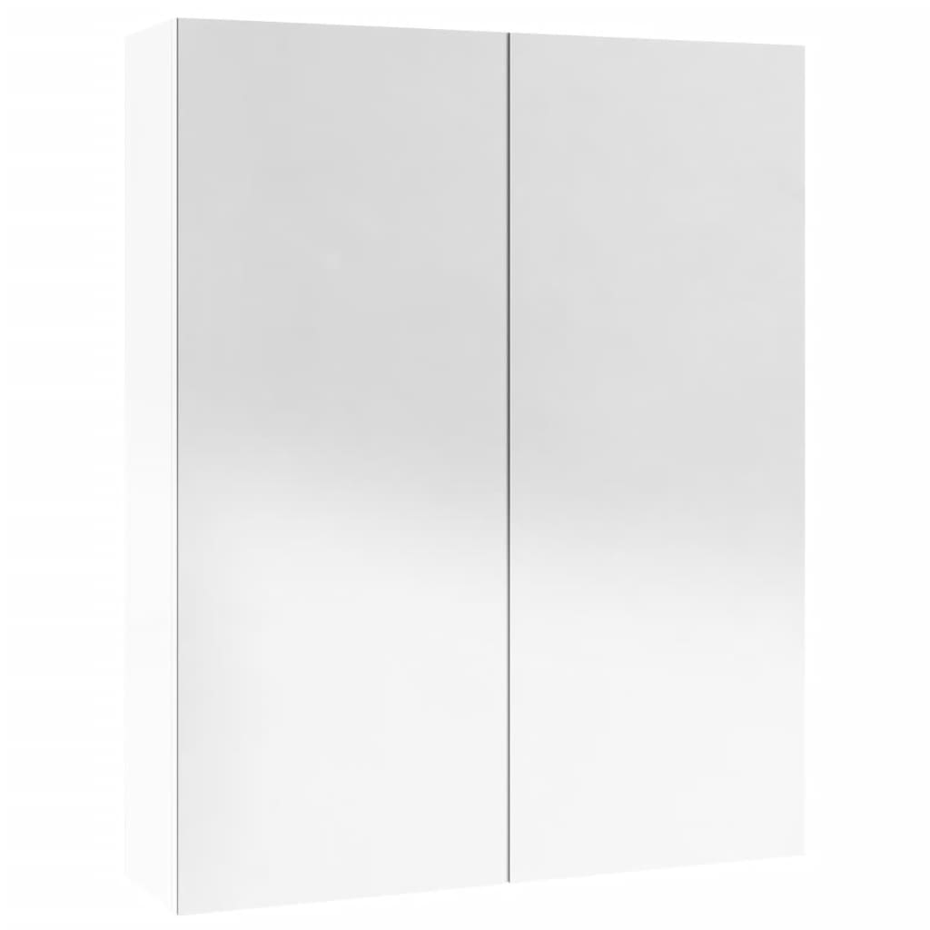 Bathroom Mirror Cabinet 60x15x75 cm MDF Shining White