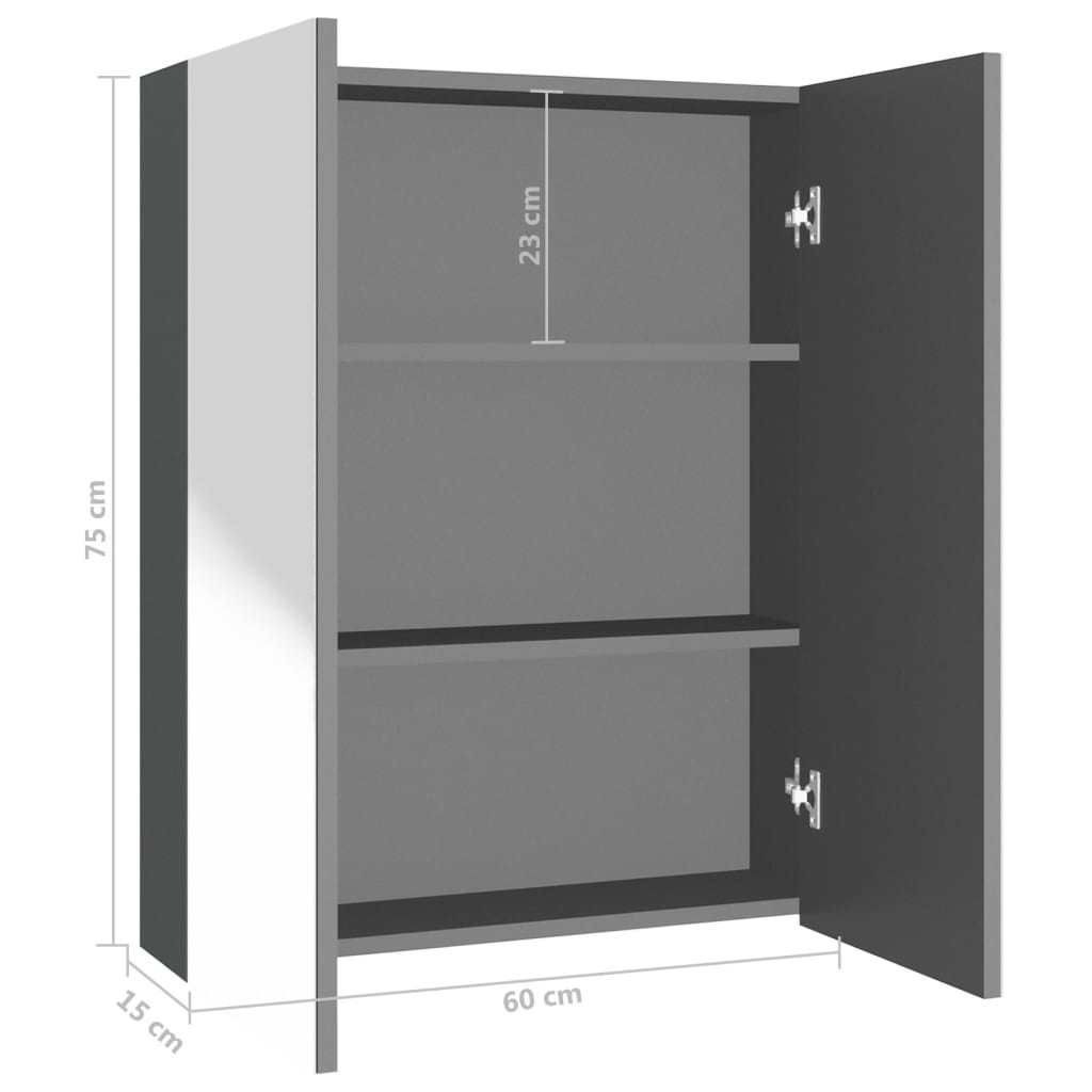 Bathroom Mirror Cabinet 60x15x75 cm MDF Anthracite