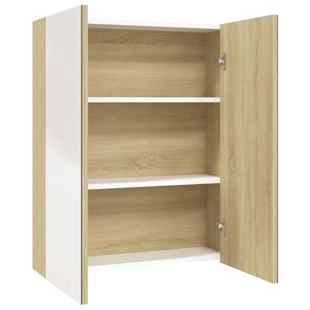 Bathroom Mirror Cabinet 60x15x75 cm MDF White and Oak