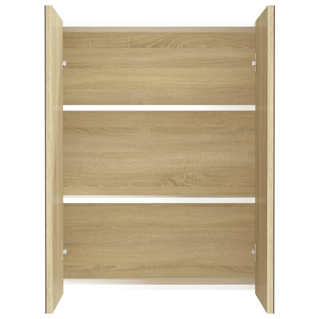 Bathroom Mirror Cabinet 60x15x75 cm MDF White and Oak