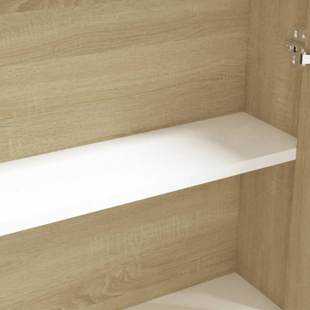 Bathroom Mirror Cabinet 60x15x75 cm MDF White and Oak