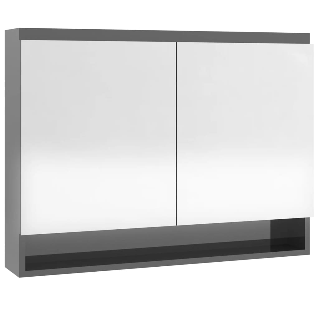 Bathroom Mirror Cabinet 80x15x60 cm MDF Shining Grey