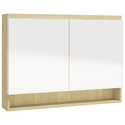 Bathroom Mirror Cabinet 80x15x60 cm MDF White and Oak