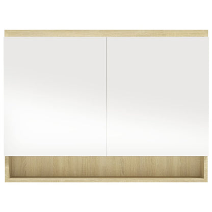 Bathroom Mirror Cabinet 80x15x60 cm MDF White and Oak