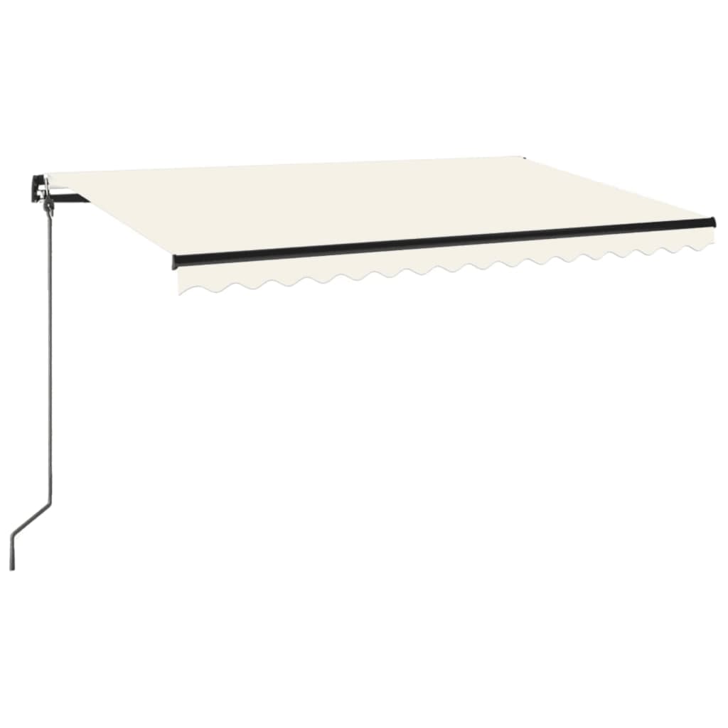 Manual Retractable Awning with LED 400x350 cm Cream