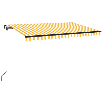 Manual Retractable Awning with LED 450x350 cm Yellow and White