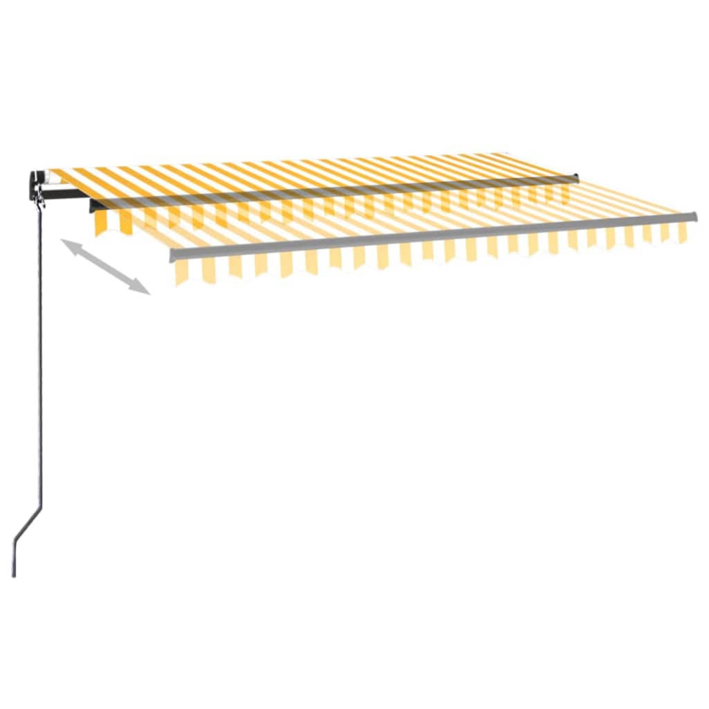 Manual Retractable Awning with LED 450x350 cm Yellow and White