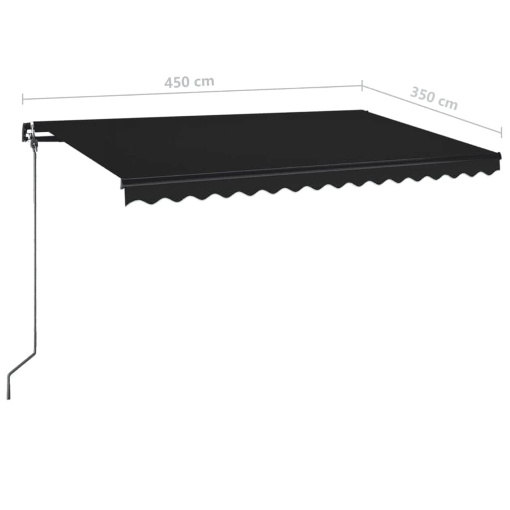 Manual Retractable Awning with LED 450x350 cm Anthracite