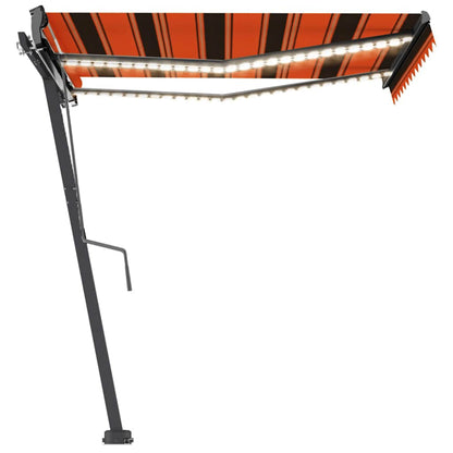 Manual Retractable Awning with LED 300x250 cm Orange and Brown