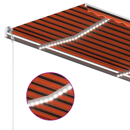 Manual Retractable Awning with LED 300x250 cm Orange and Brown