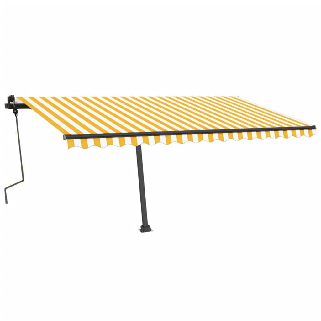 Manual Retractable Awning with LED 450x350 cm Yellow and White