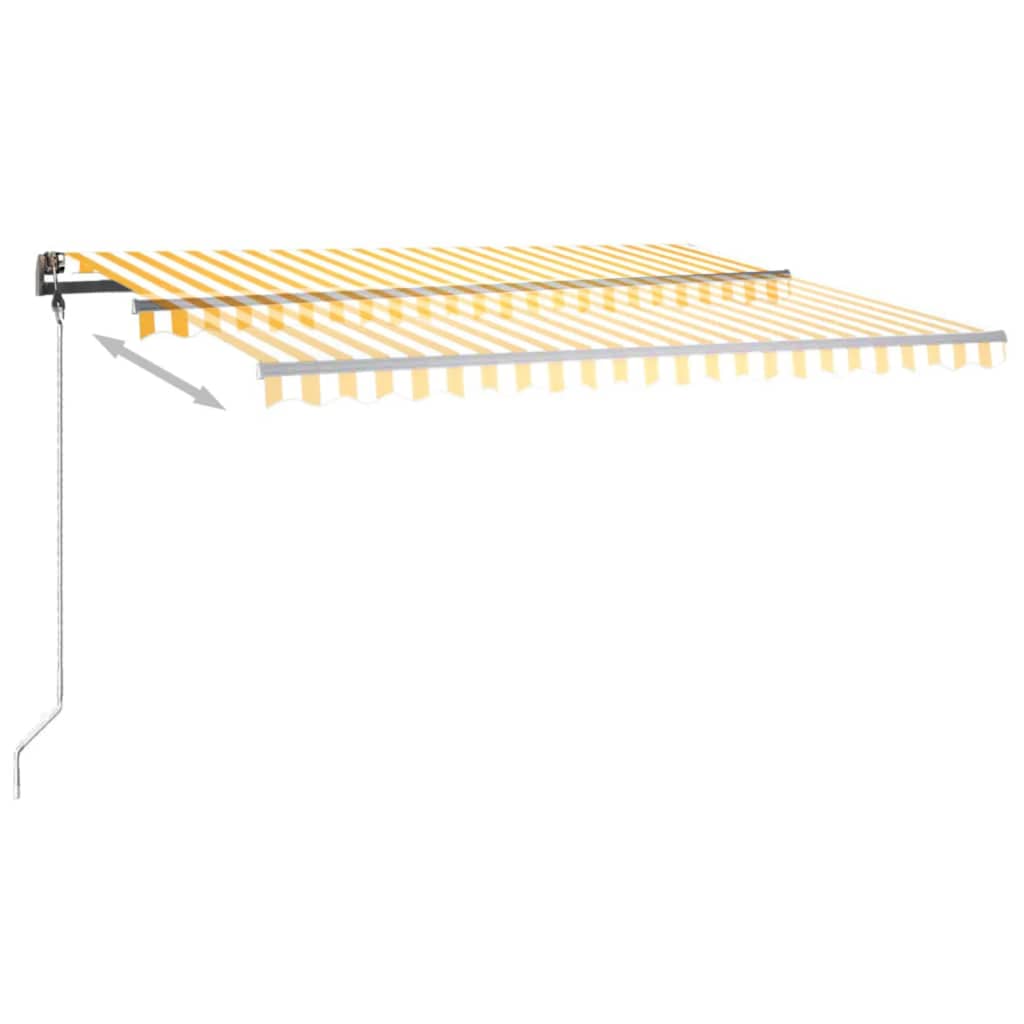 Manual Retractable Awning with LED 450x350 cm Yellow and White