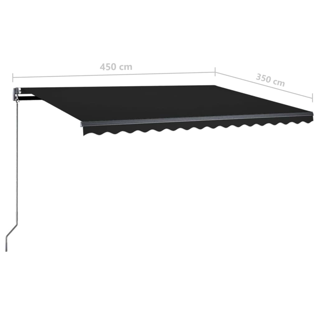 Manual Retractable Awning with LED 450x350 cm Anthracite