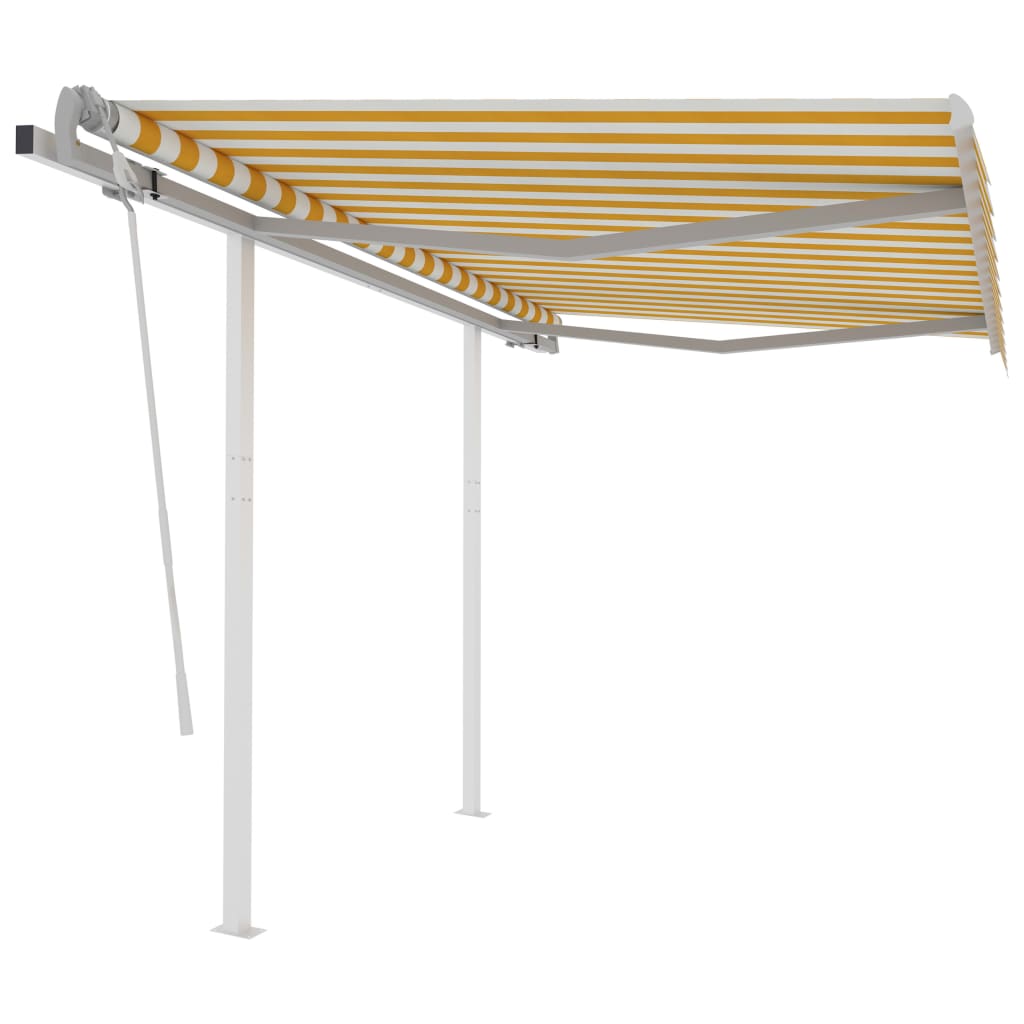 Manual Retractable Awning with Posts 3x2.5 m Yellow and White