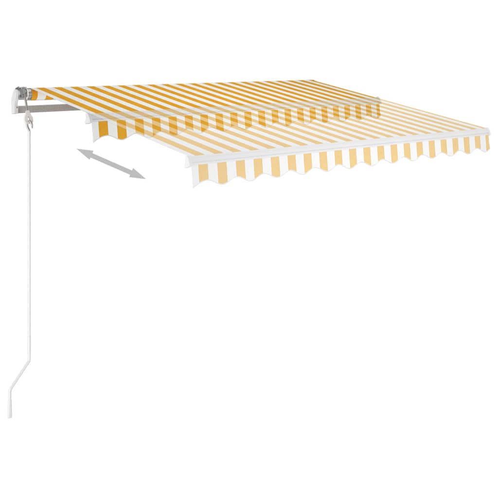 Manual Retractable Awning with Posts 3x2.5 m Yellow and White