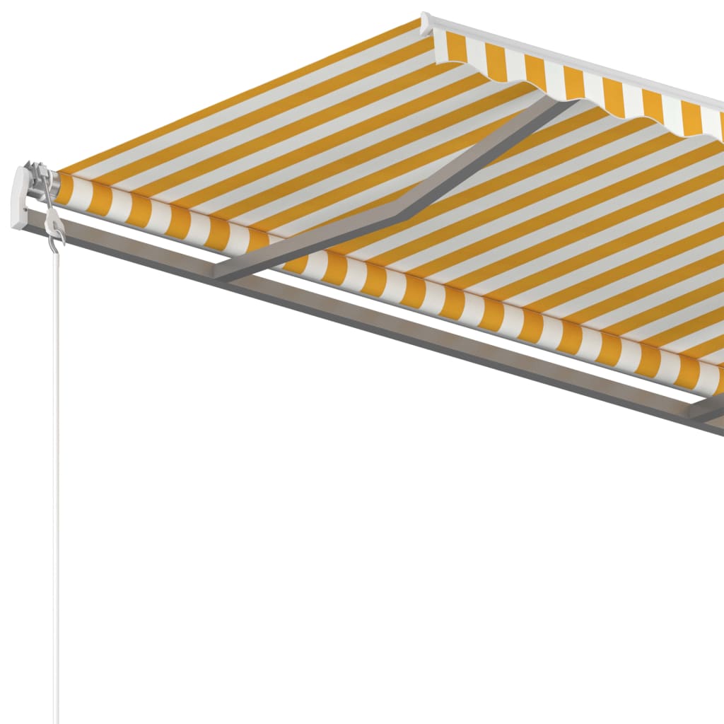 Manual Retractable Awning with Posts 3x2.5 m Yellow and White