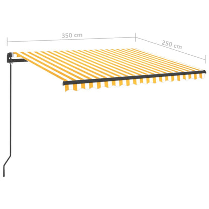 Manual Retractable Awning with LED 3.5x2.5 m Yellow and White