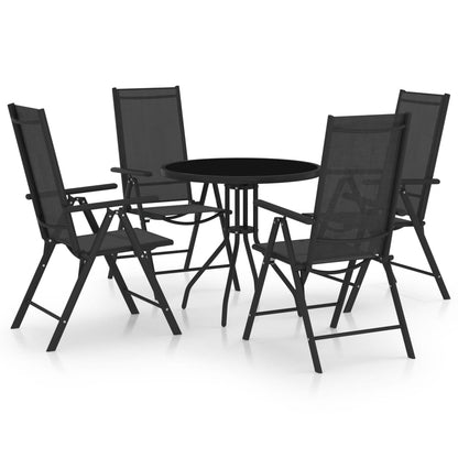 5 Piece Garden Dining Set Aluminium and Textilene Black