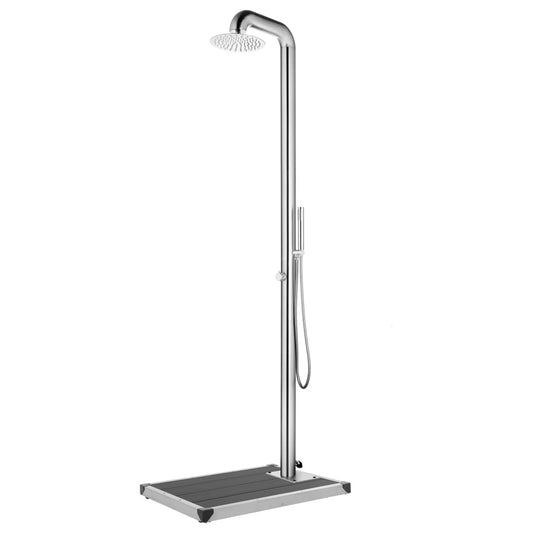 Garden Shower with Grey Base 230 cm Stainless Steel