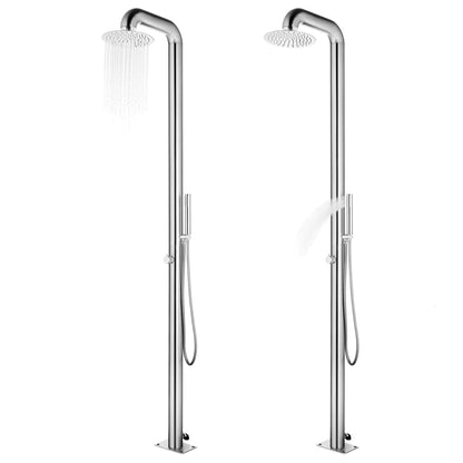 Garden Shower with Grey Base 230 cm Stainless Steel