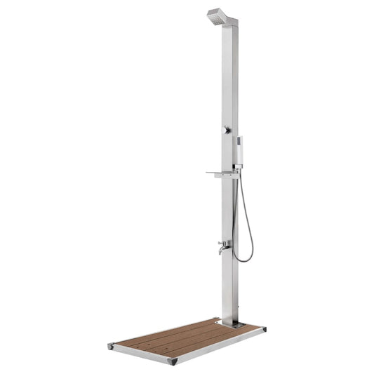 Garden Shower with Brown Base 225 cm Stainless Steel