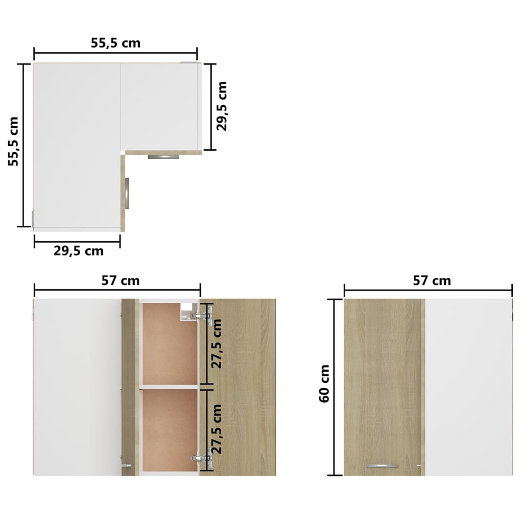 Hanging Corner Cabinet Sonoma Oak 57x57x60 cm Engineered Wood