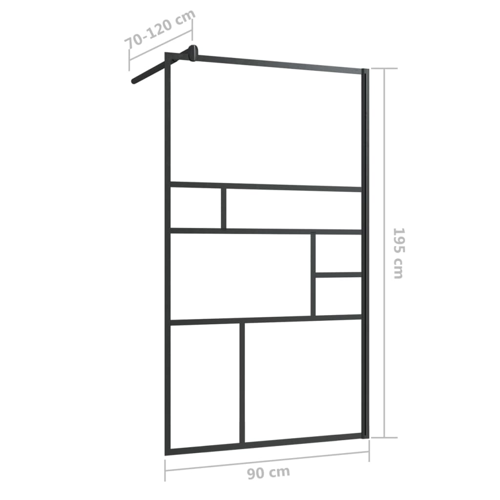 Walk-in Shower Wall with Clear ESG Glass 90x195 cm Black