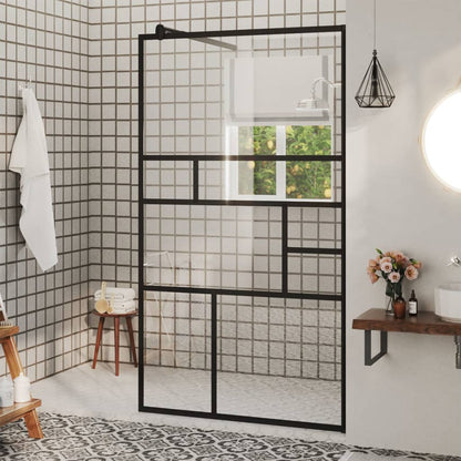 Walk-in Shower Wall with Clear ESG Glass 90x195 cm Black