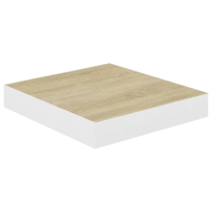 Floating Wall Shelves 4 pcs Oak and White 23x23.5x3.8 cm MDF