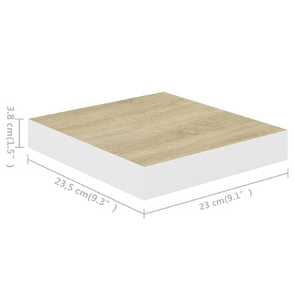 Floating Wall Shelves 4 pcs Oak and White 23x23.5x3.8 cm MDF