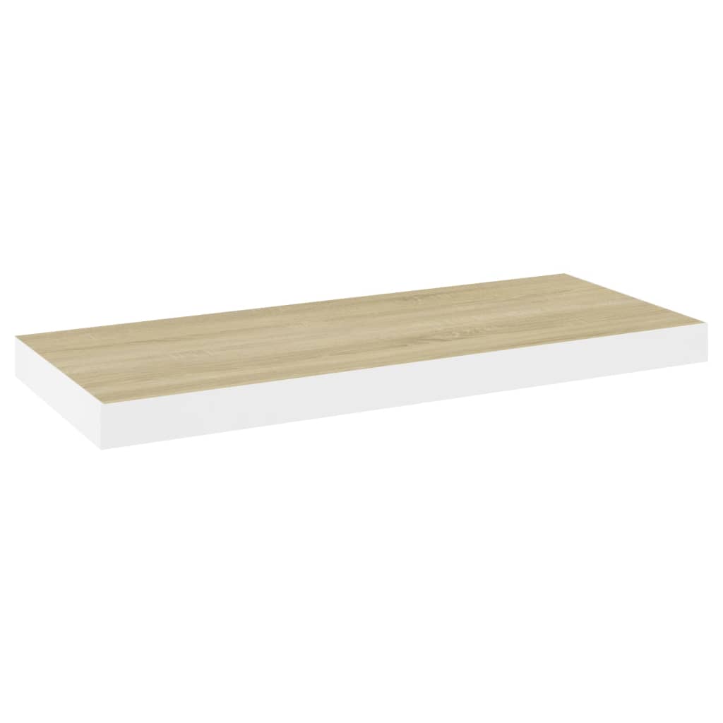 Floating Wall Shelf Oak and White 60x23.5x3.8 cm MDF