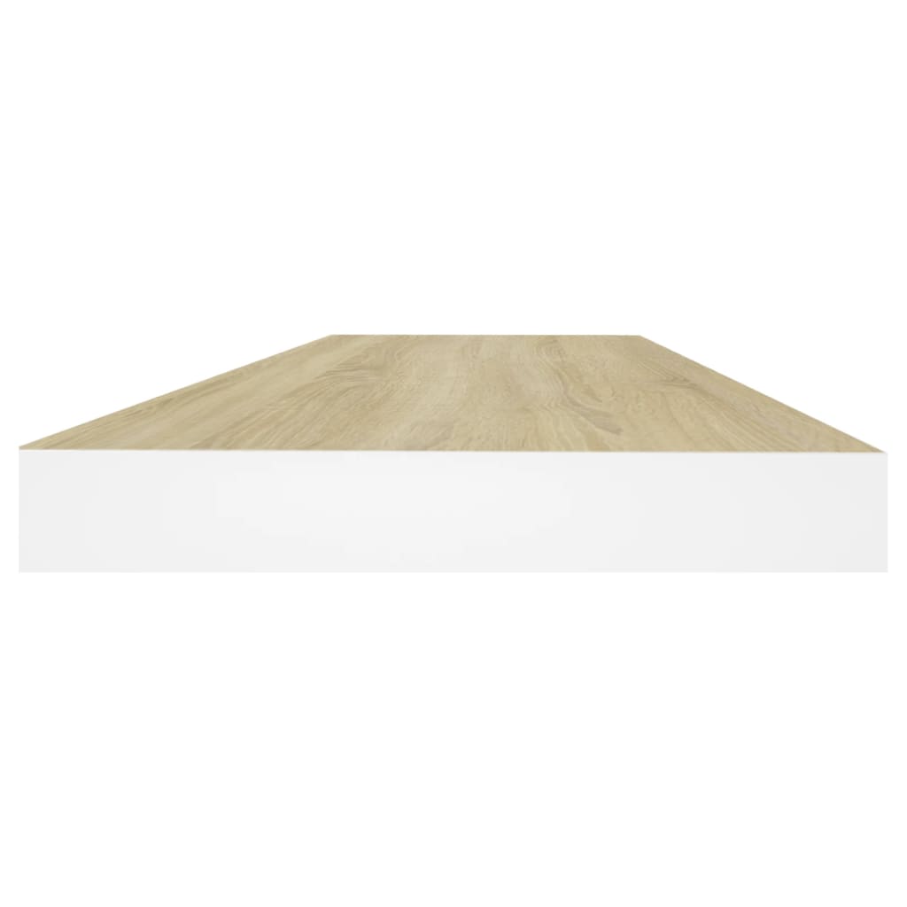 Floating Wall Shelf Oak and White 60x23.5x3.8 cm MDF